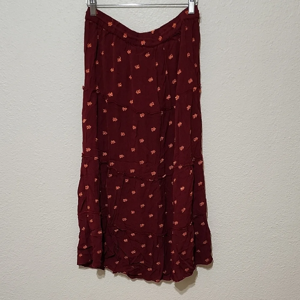 RAGA Red A-Line Midi Skirt with Tie Front - Picture 9 of 12